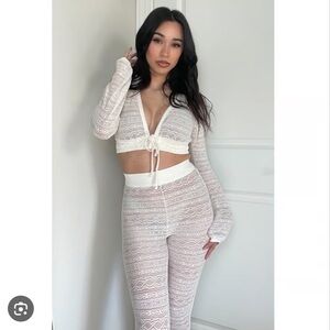 YITTY “oh my ivories” Cropped Tie-Front Top